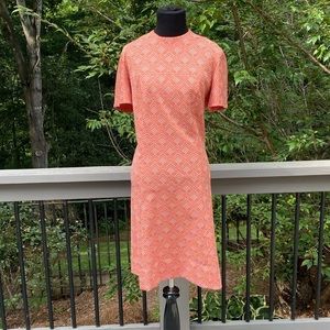 Vintage 60s Art Deco Mod Fall Geometric Metal Zipper Mad Men Halloween Dress